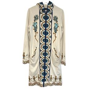 Lucky brand M zip hoodie long floral embroidery indie Y2K VINTAGE boho grunge